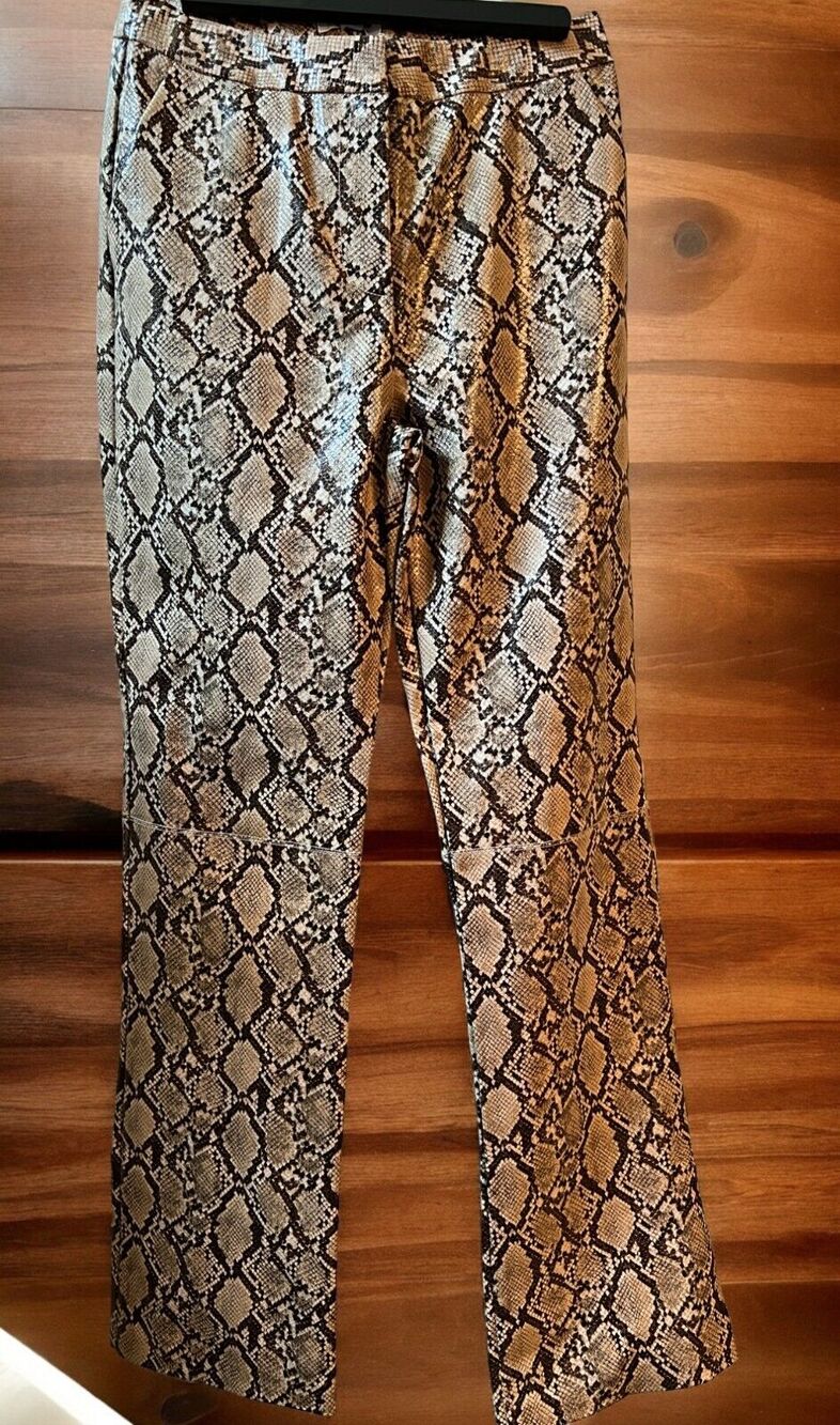 TOPSHOP Size 4 Snakeskin Print High Waist Straight Leg Faux Pants New No Tag
